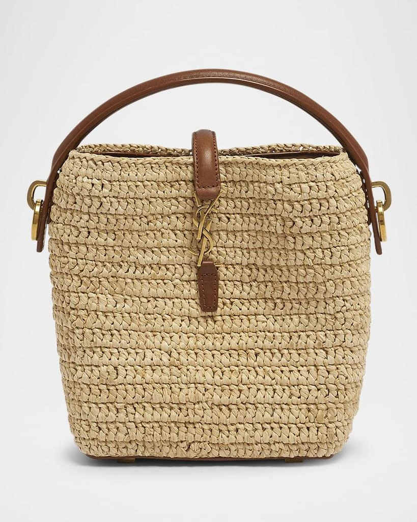 Yves Saint Laurent Le 37 Mini YSL Bucket Bag in Raffia and Leather 1