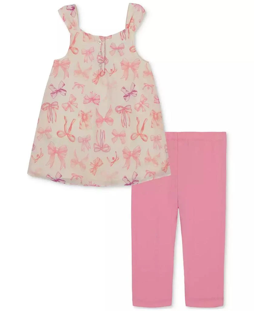 KIDS HEADQUARTERS Baby Girls 2-Pc. Bow-Print Tunic & Capri Leggings Set 2