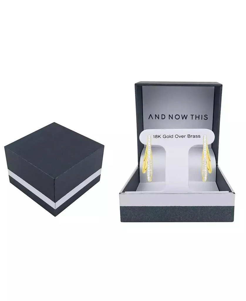 And Now This Crystal Double Row C Hoop Post Earrings 4