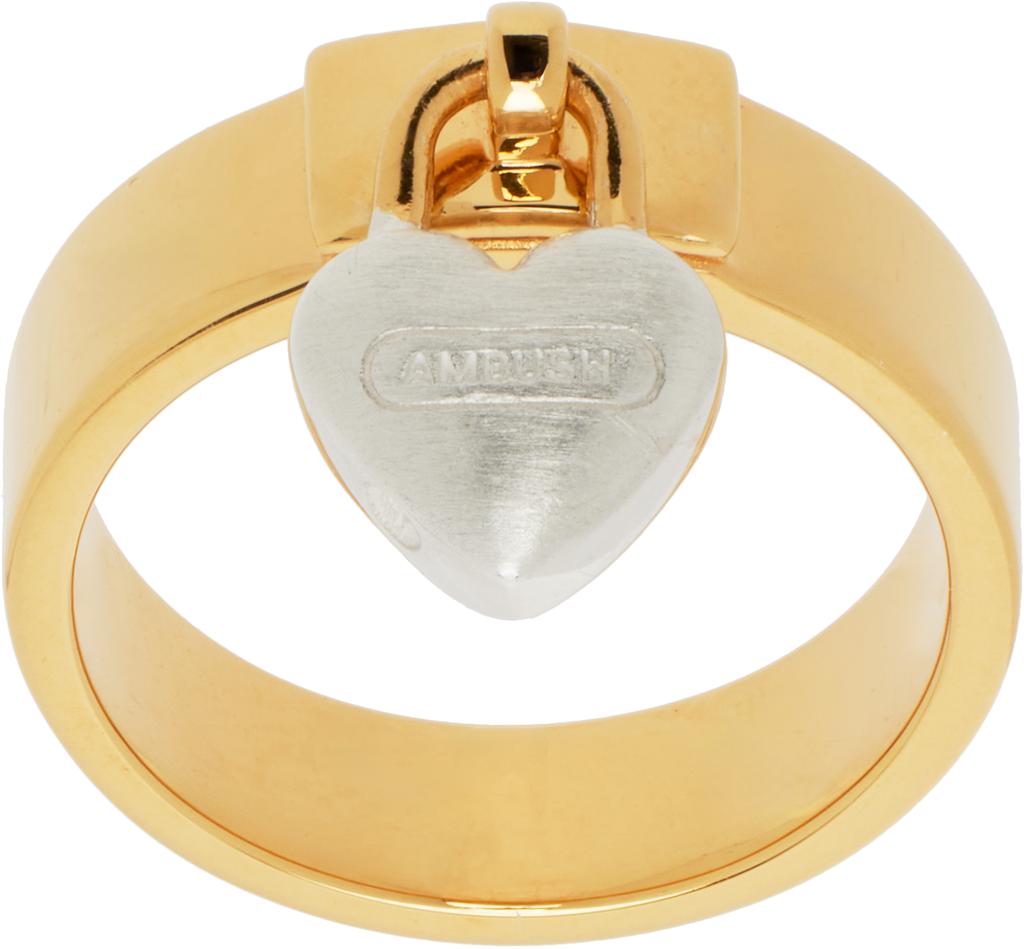 Ambush Silver Heart Padlock Ring XL-US-11.5 - Fashion