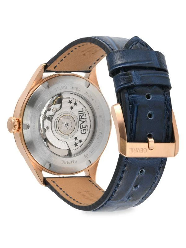 Gevril Empire 40MM Goldtone Stainless Steel 
Leather Strap Automatic Watch 3