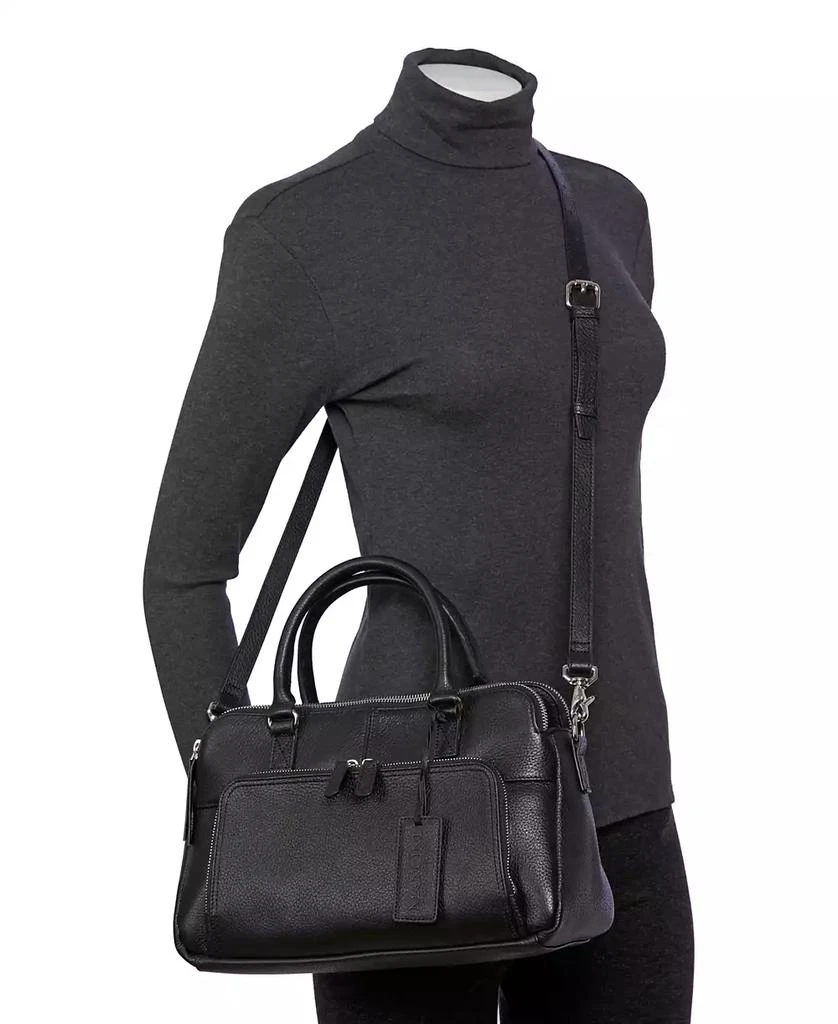 Mancini Leather Goods Women's Pebbled Jennifer Satchel Bag 6