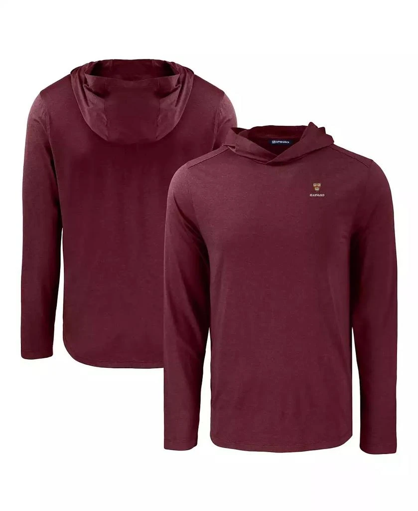Cutter & Buck Men's Maroon Harvard Crimson Coastline Epic Comfort Eco Long Sleeve Hoodie T-Shirt