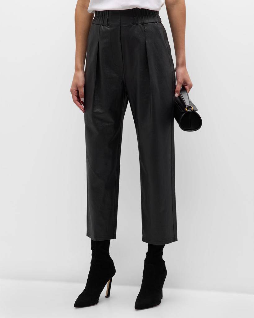 Brochu Walker Fiera Pleated Cropped Vegan Leather Pants