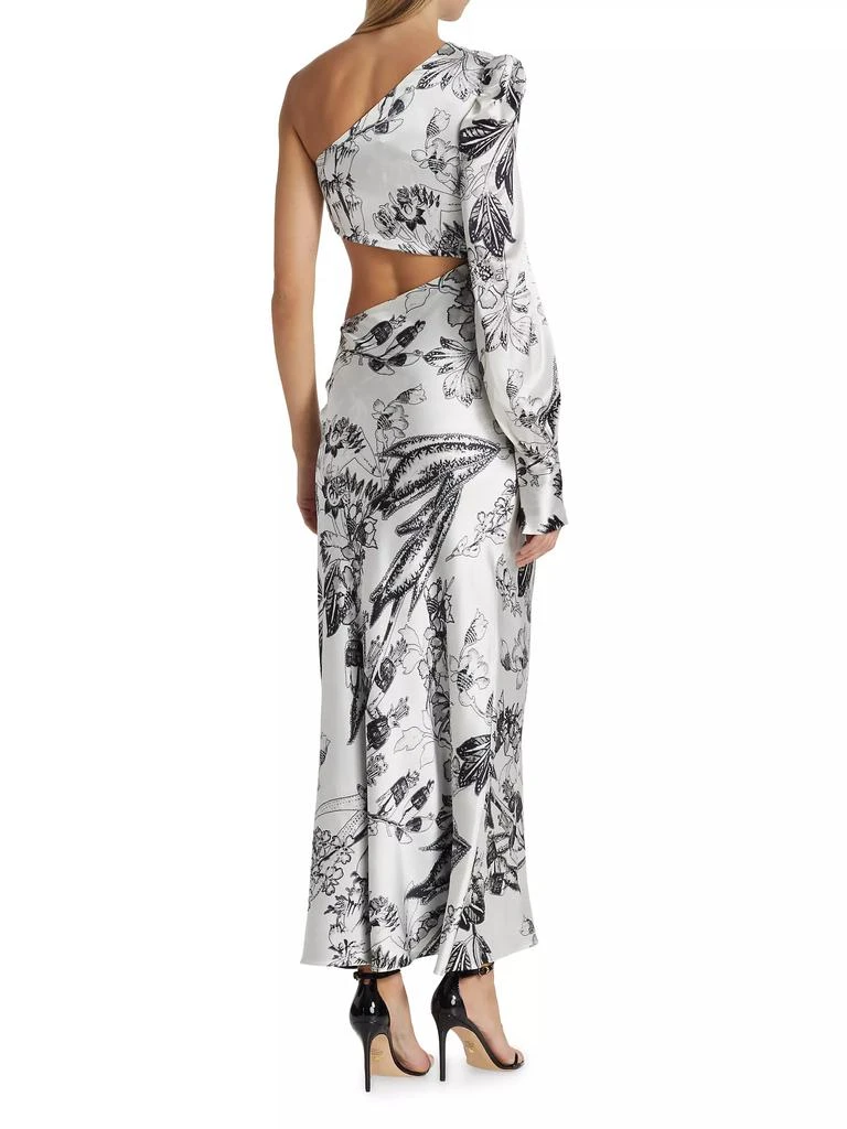 Adriana Iglesias Matiz Asymmetric Floral Stretch Silk Cut-Out Dress 5