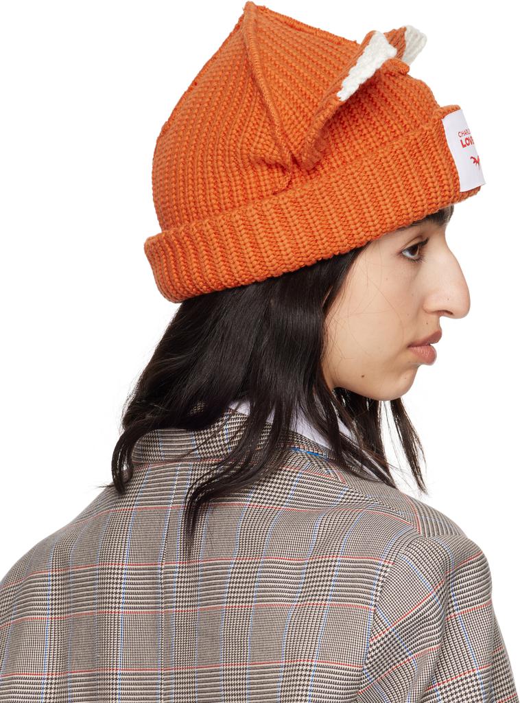 Charles Jeffrey Loverboy Orange Chunky Ears Beanie - Hats