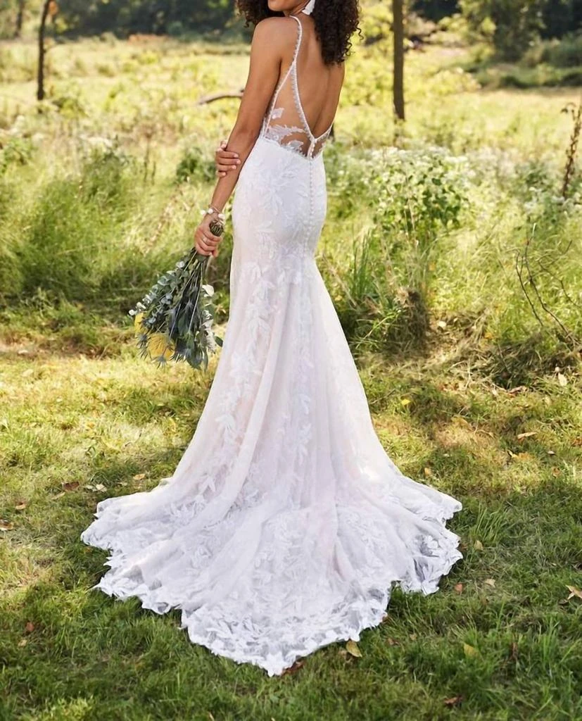 Lillian West Lillian West - Lace Trumpet Gown With Low Back And Scalloped Chapel Length Train 2