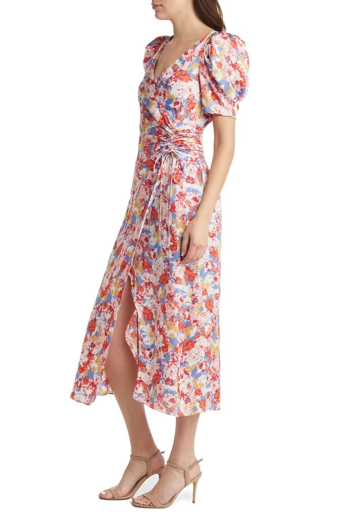 FLORET STUDIOS Floral Satin Faux Wrap Midi Dress 3