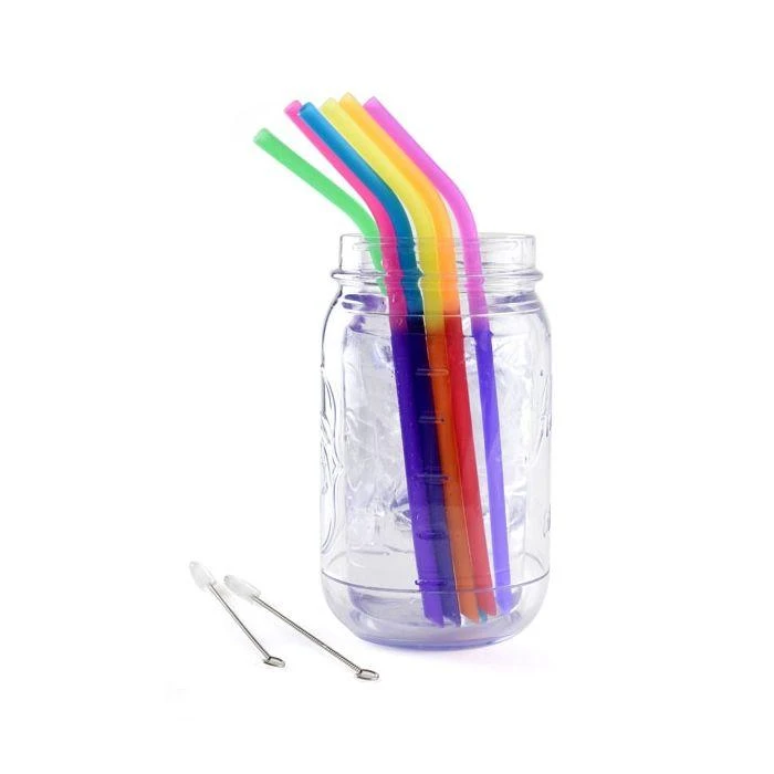 Norpro Silicone Reusable Color Changing Straws with Cleaning Brush, Set of 6 4