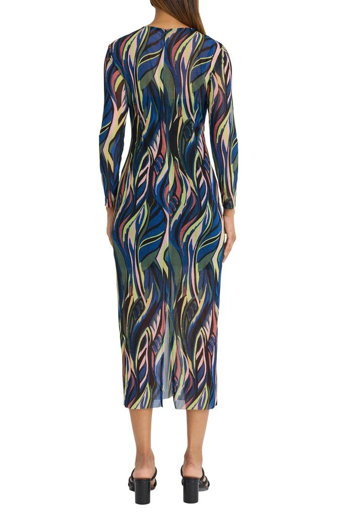 DONNA MORGAN FOR MAGGY Pattern Long Sleeve Mesh Maxi Dress 2