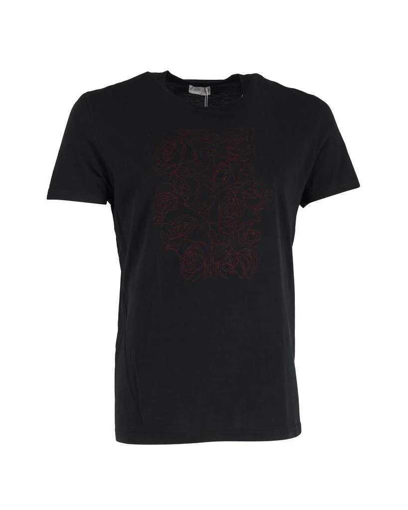 Christian Dior Christian Dior Rose-Print T-Shirt in Black Cotton 1