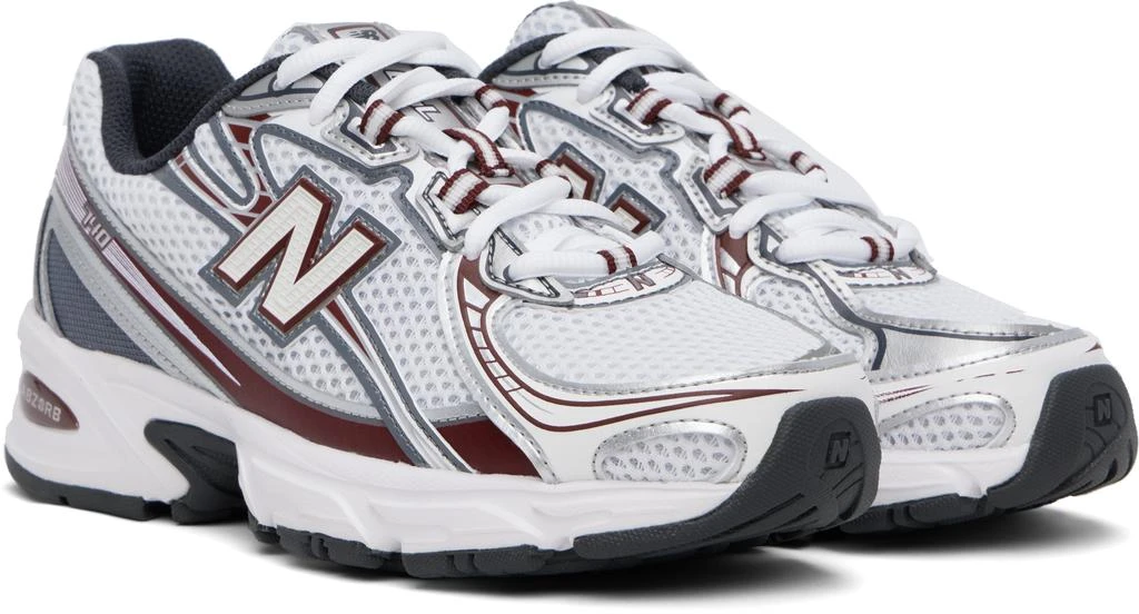 New Balance White & Burgundy 740 Sneakers 4
