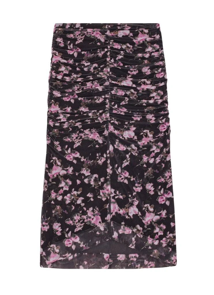 Ganni Printed Mesh Ruched Midi Skirt 3