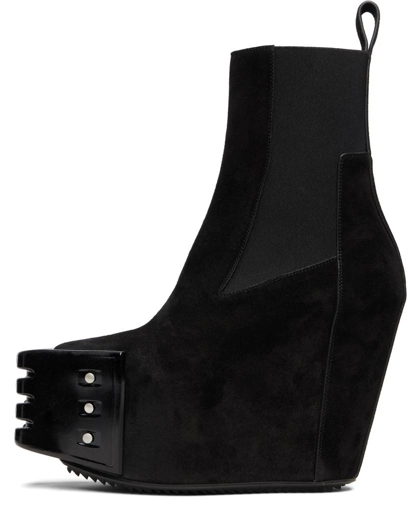 Rick Owens Black Grilled Wedge Beatle Suede Chelsea Boots 3