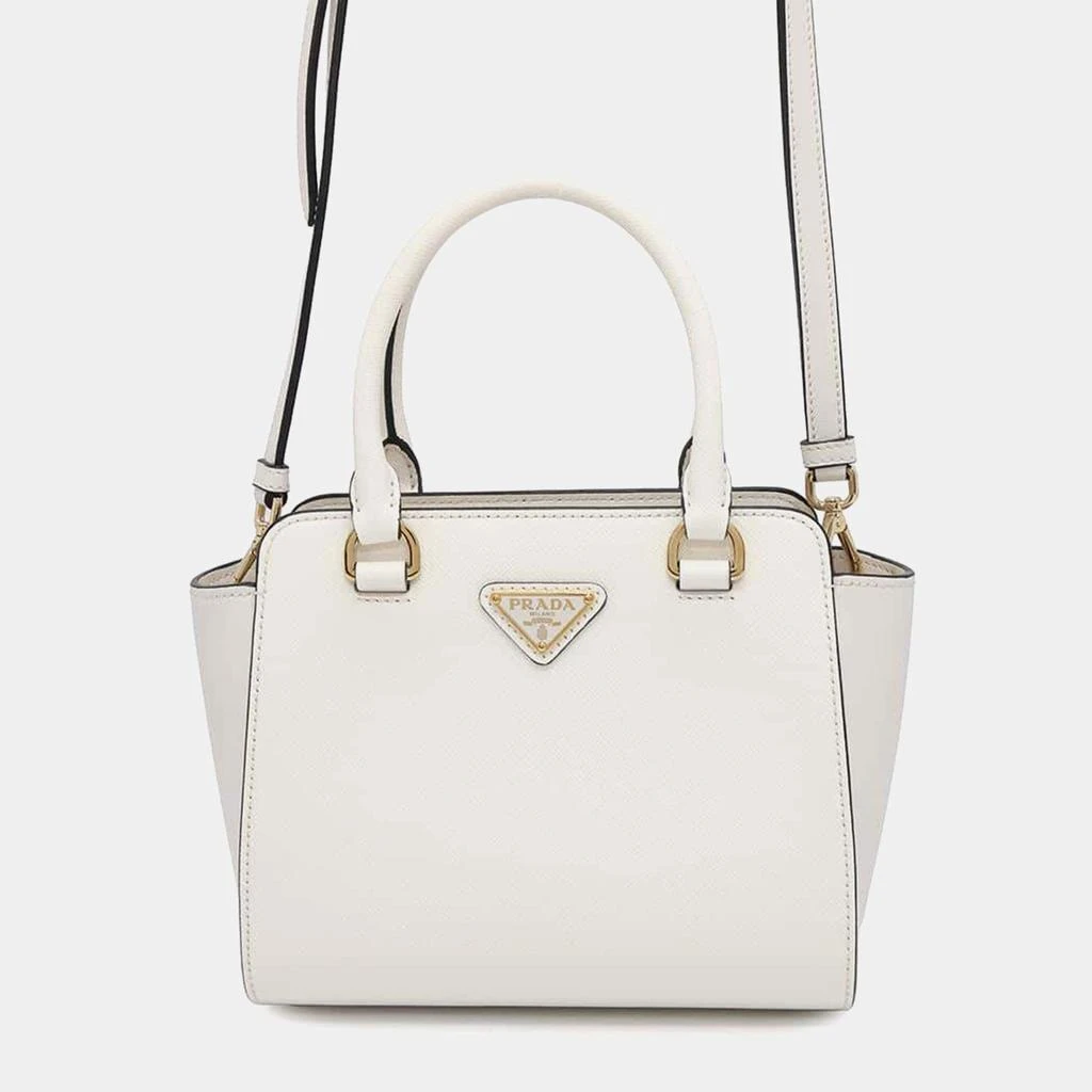 Prada Prada White Saffiano Leather Mini Shoulder Bag 1