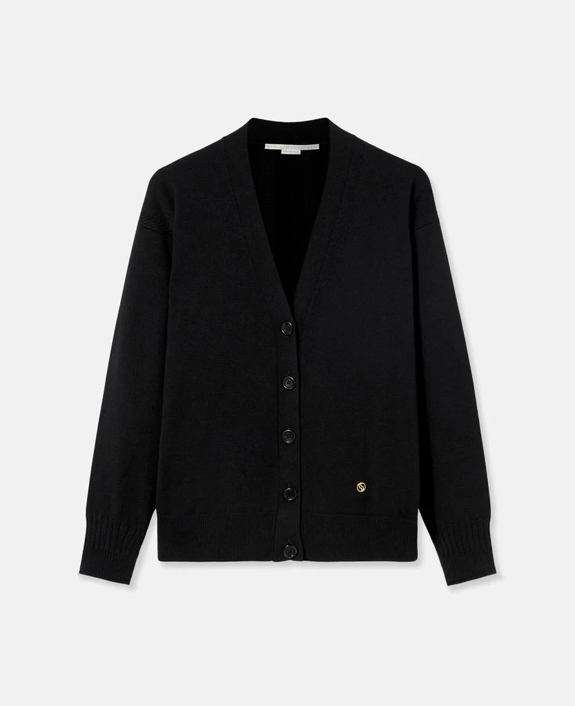 Stella McCartney Stella McCartney - V-Neck Long Sleeved Cardigan, Woman, Black, Size: L 1