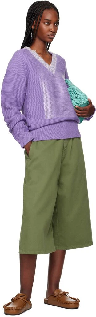 JW Anderson Purple V-Neck Lace Trim Sweater 4