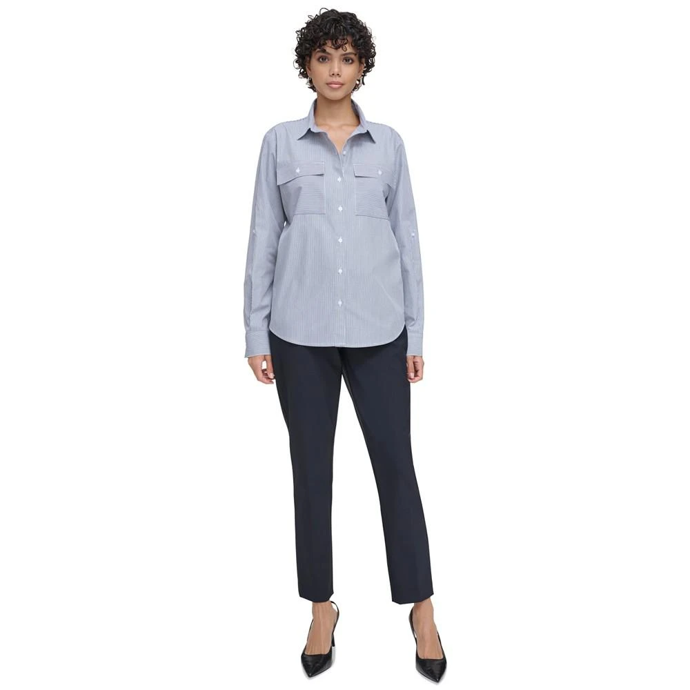 Calvin Klein Women's Striped Cotton Button-Front Shirt 5