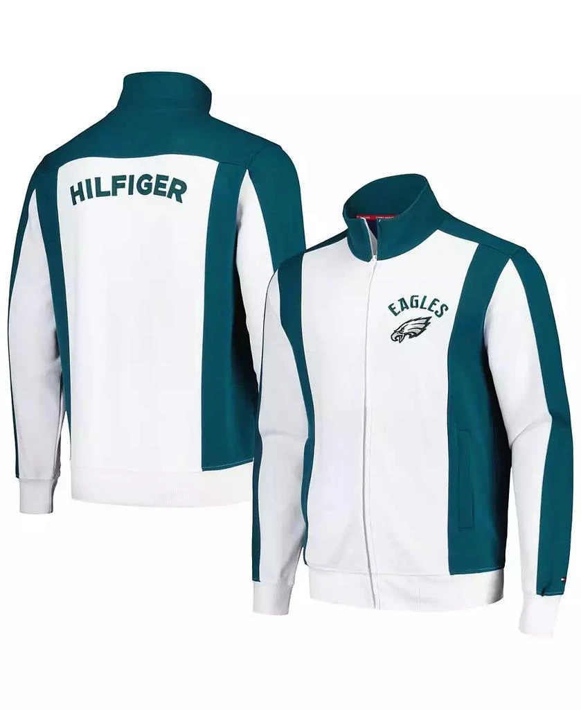 Tommy Hilfiger Men's White/Midnight Green Philadelphia Eagles Nolan Full-Zip Track Jacket 1