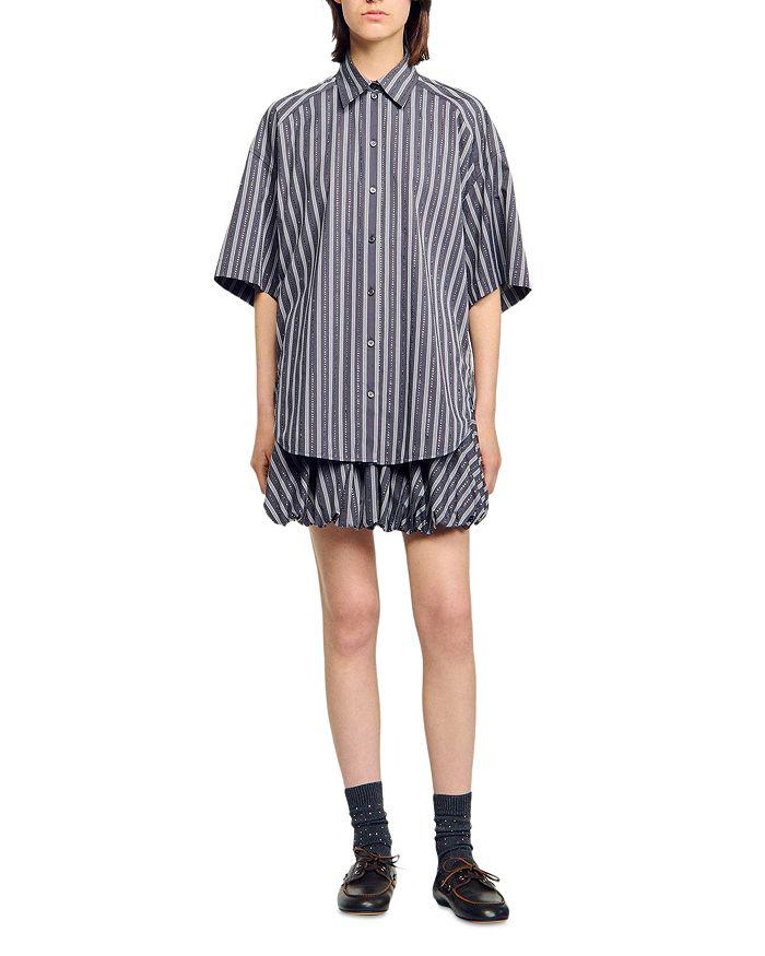 Sandro Oversized Striped Rhinestone Shirt