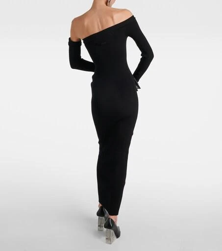 Jean Paul Gaultier Womens Black Glove asymmetric-neck knitted maxi dress L