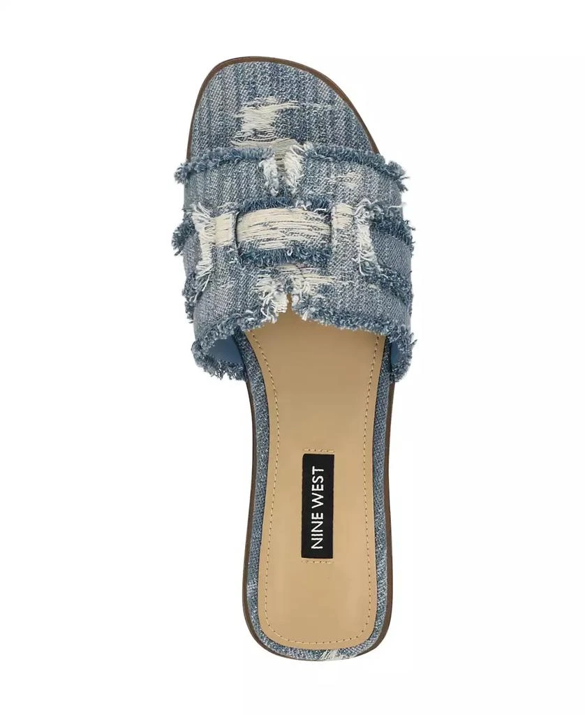 Nine West Women's Germanny Frayed Flat Slide Sandals 4