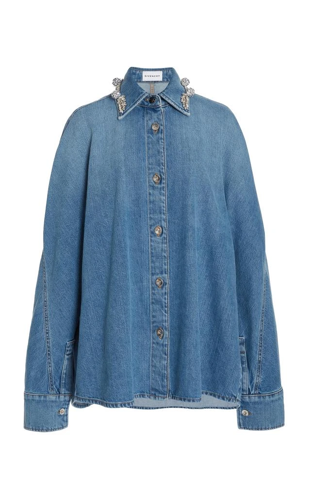 Givenchy Givenchy Short Cocoon Embellished Denim Shirt - Moda Operandi 1