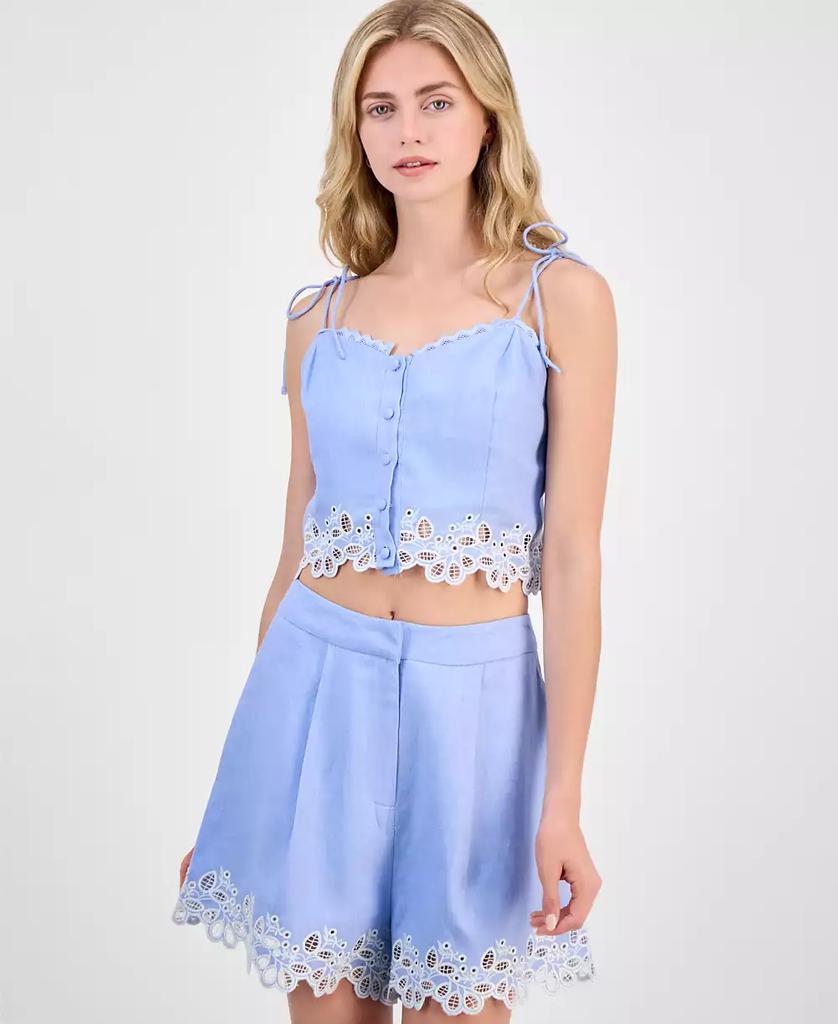 ASTR Women's Kiya Eyelet-Trim Crop Top