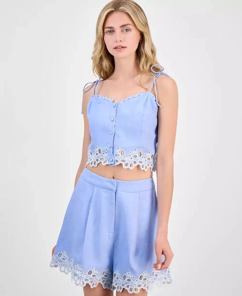 ASTR Women's Kiya Eyelet-Trim Crop Top 1