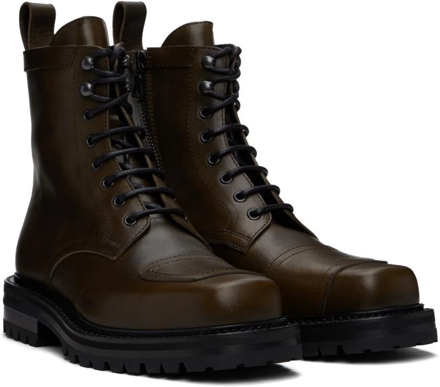 Dries Van Noten Khaki Lace-up Boots 4
