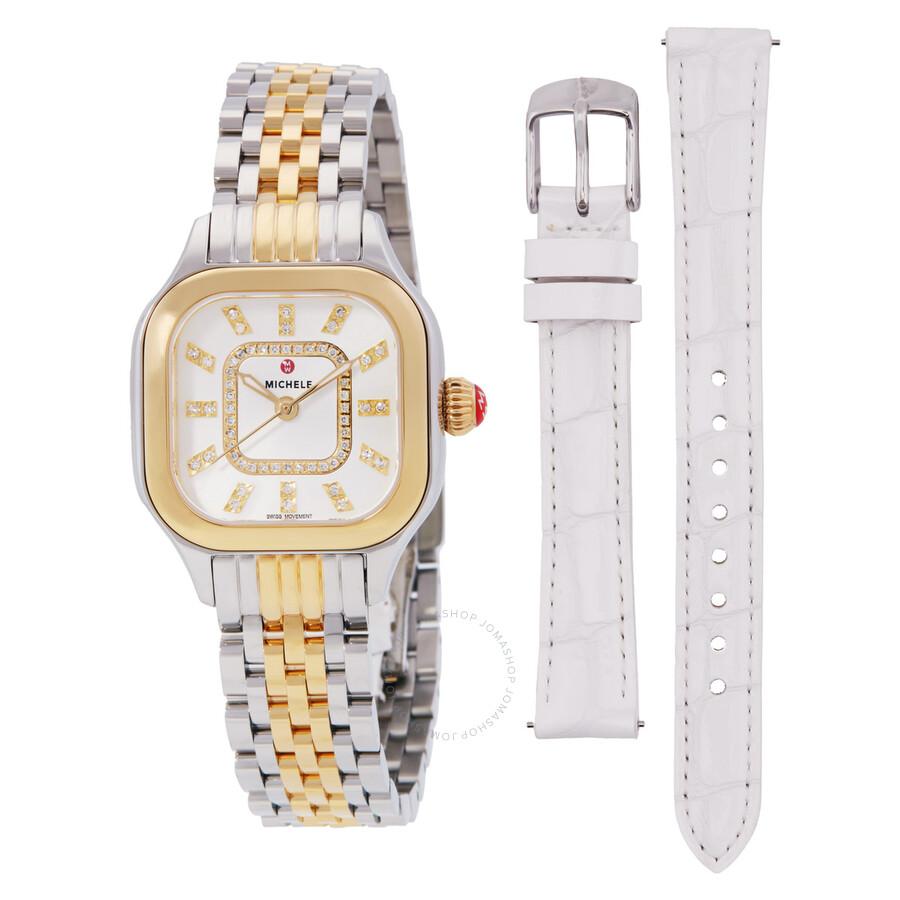 Michele Michele Meggie Two-Tone 18K Gold-Plated Diamond Dial Watch Gift Set