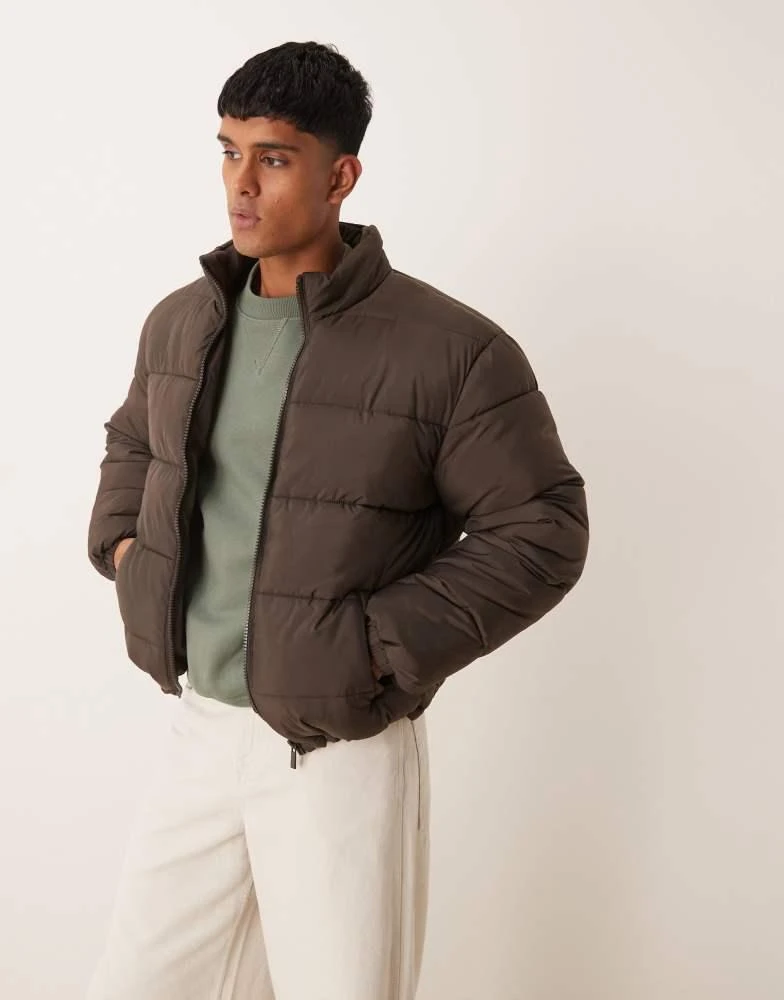 New Look New Look padded puffer jacket in dark brown 2