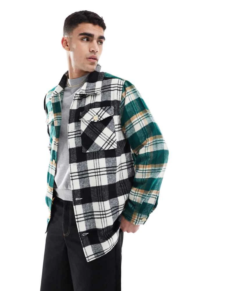 ADPT ADPT oversized heavy brushed check overshirt black & green 1