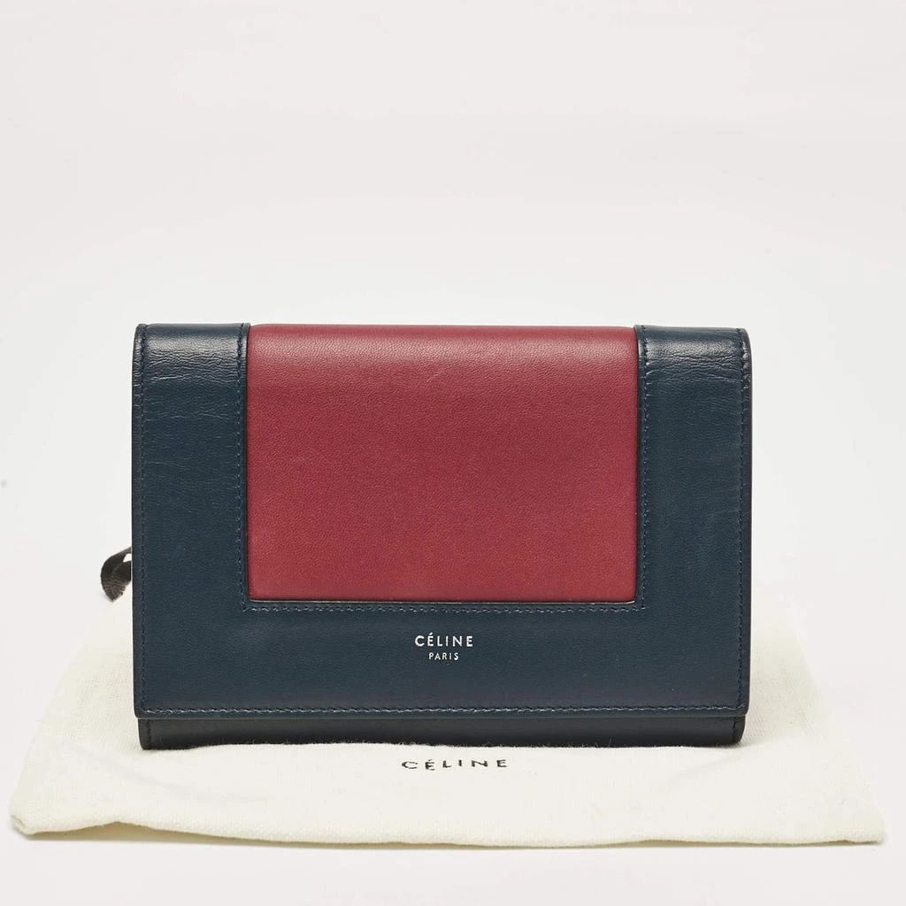 Celine Celine Navy Blue/Burgundy Leather Frame Trifold Wallet 11