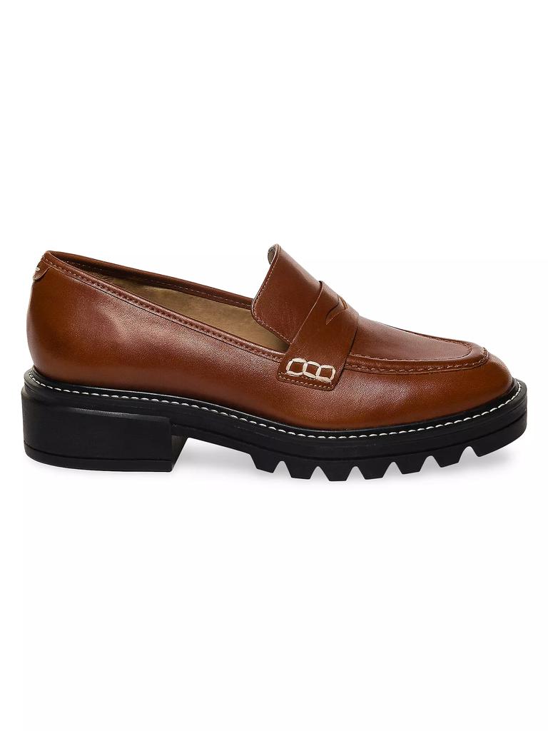 Bernardo Chandler Leather Lug-Sole Loafers