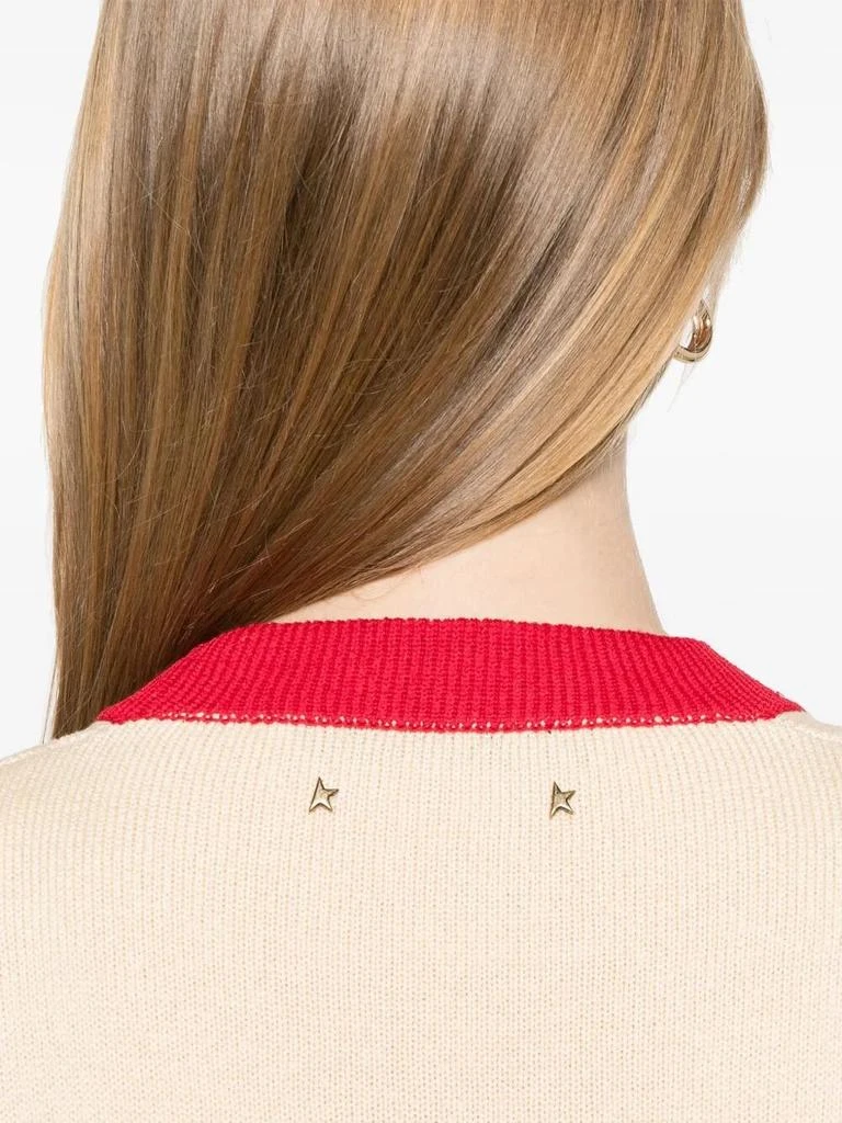 Golden Goose BEIGE CARDIGAN WITH RED STRIPES 5