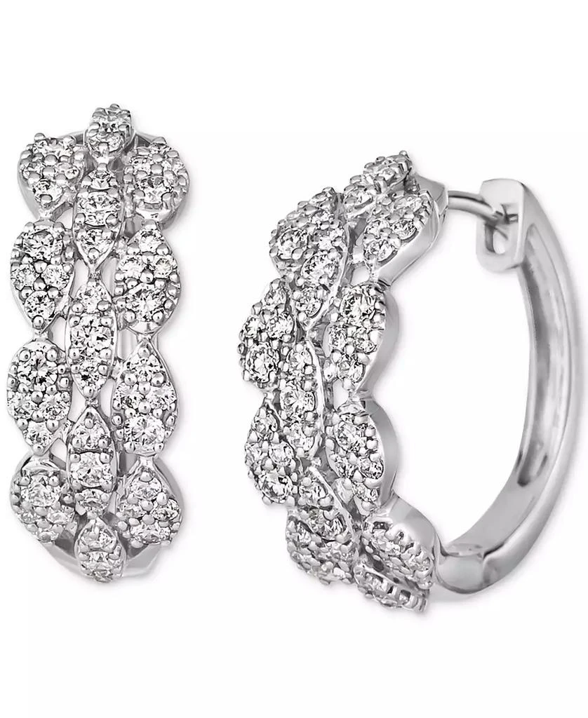 Le Vian Vanilla Diamond Small Huggie Hoop Earrings (5/8 ct. t.w.) in Platinum, 0.66" 1
