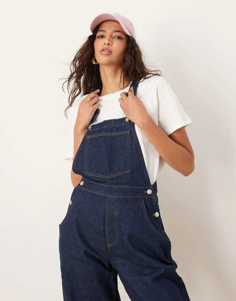 ASOS ASOS DESIGN barrel leg denim dungaree in indigo 4