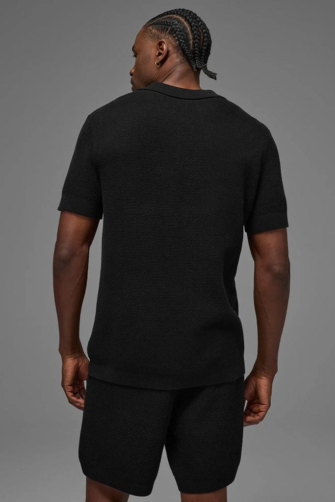Alo Sports Club Sweater Knit Polo - Athletic Heather Grey 3