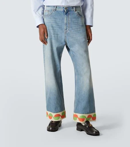 Valentino Jacquard-trimmed wide-leg jeans 3