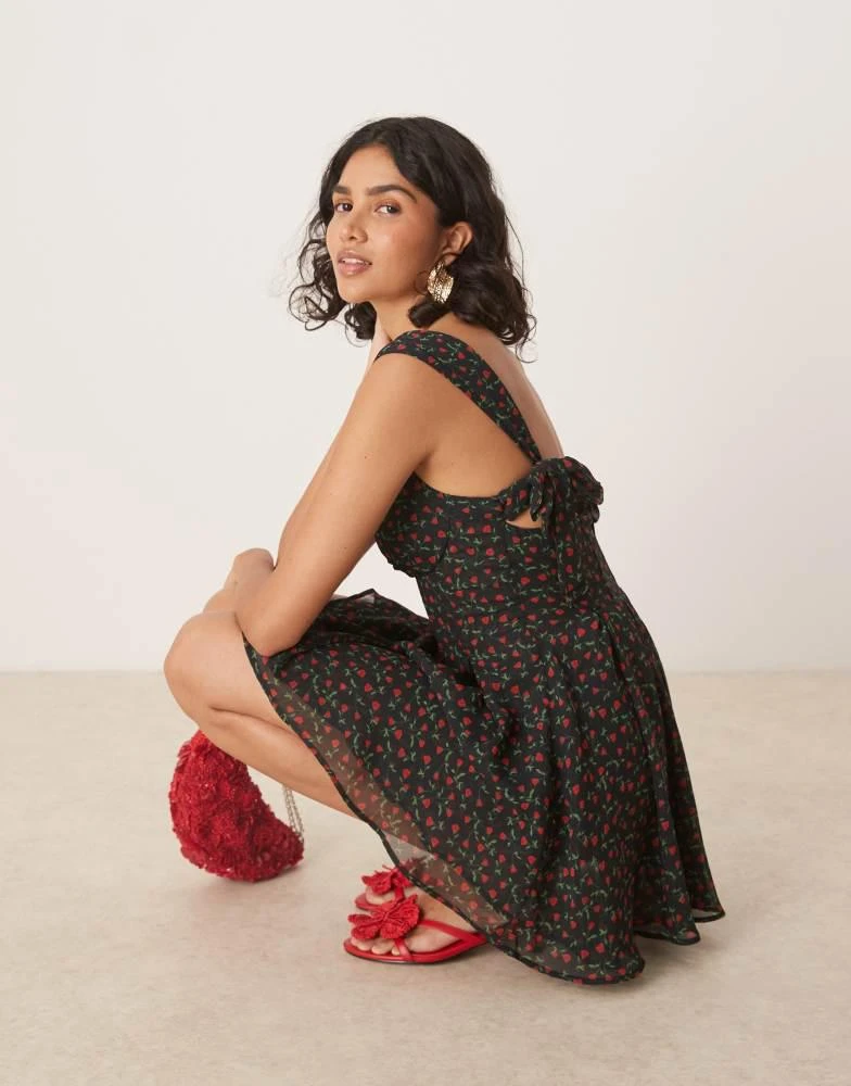 For Love & Lemons August sweetheart mini dress in black ditsy rose  On  Sale Now with Up to 60% Off | Discover Exclusive Deals & Savings at  BeyondStyle  Authentic For
