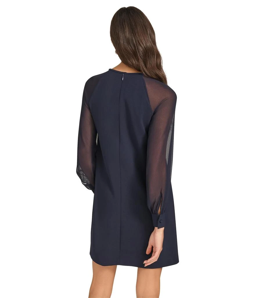 Calvin Klein Scuba Crepe Chiffon Sleeve Aline Dress 3
