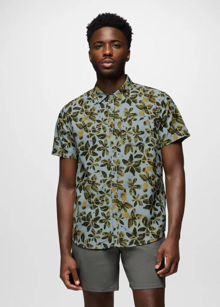 Prana Mens prAna Lost Sol Printed Short Sleeve Shirt - Saltwater Wildflower