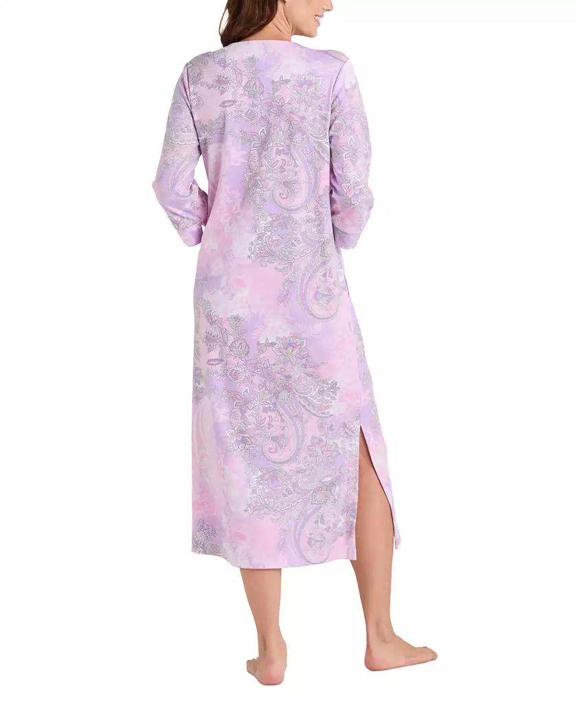 Miss Elaine Plus Size Printed 3/4-Sleeve Long Robe