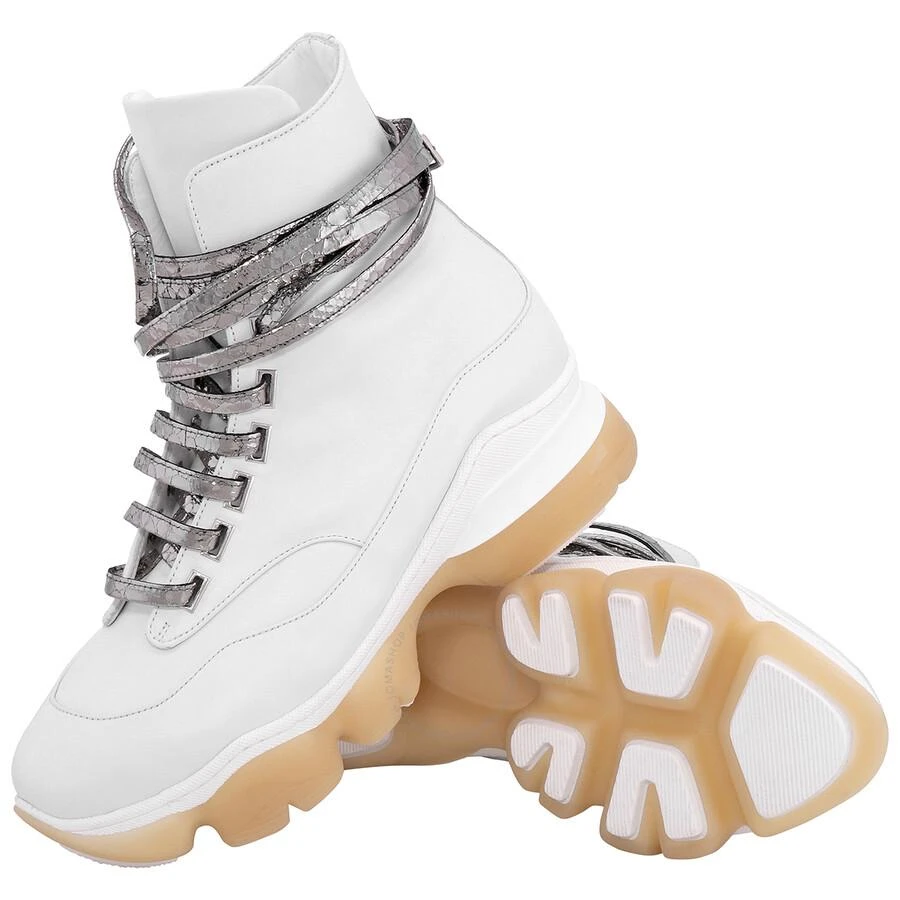 GIANNICO Kylie White Calf Python Detail Sneakers 2
