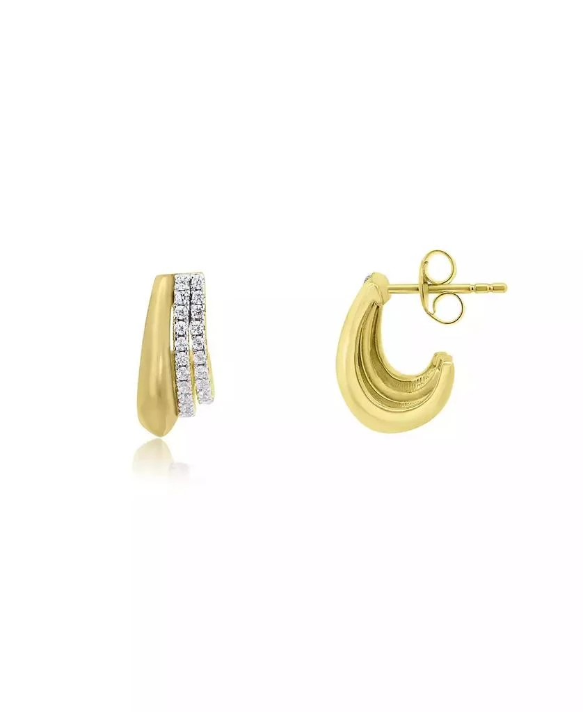 The Lovery Triple CZ Huggie Hoop Earrings 14K Sterling Silver