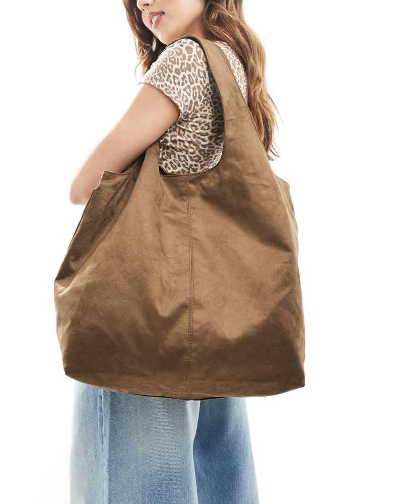 Pull&Bear Pull&Bear faux suede tote bag in light brown 3