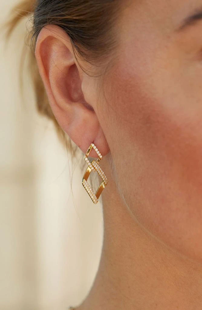Savvy Cie Jewels 18K Yellow Gold Vermeil CZ Geometric Drop Earrings 2