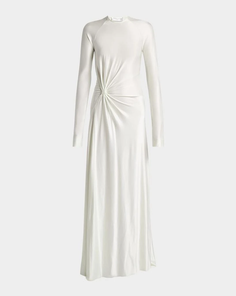 pink satin floor length dress Francesca
