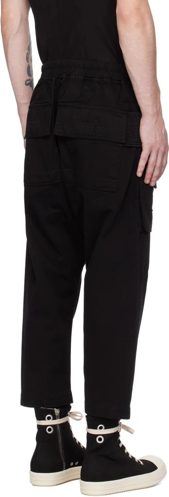 Rick Owens Black Porterville Creatch Cropped Drawstring Cargo Pants 3